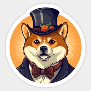 Shiba Inu with Top Hat Sticker